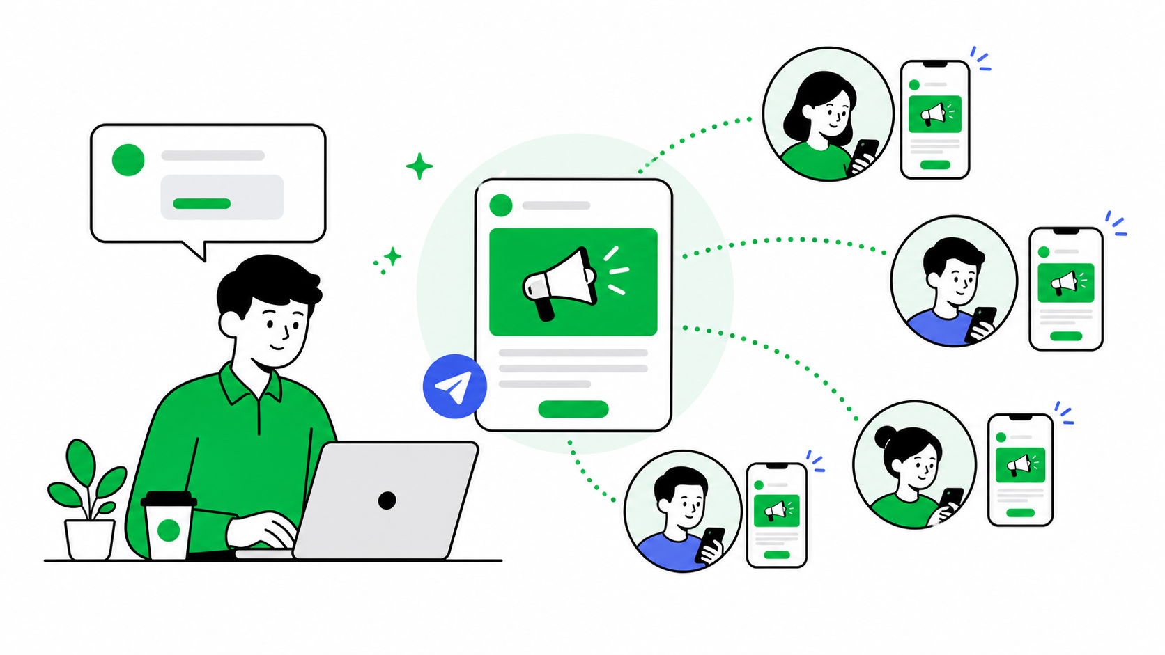 ภาพอธิบายการสร้างบรอดแคสต์ผ่าน LINE Official Account Manager